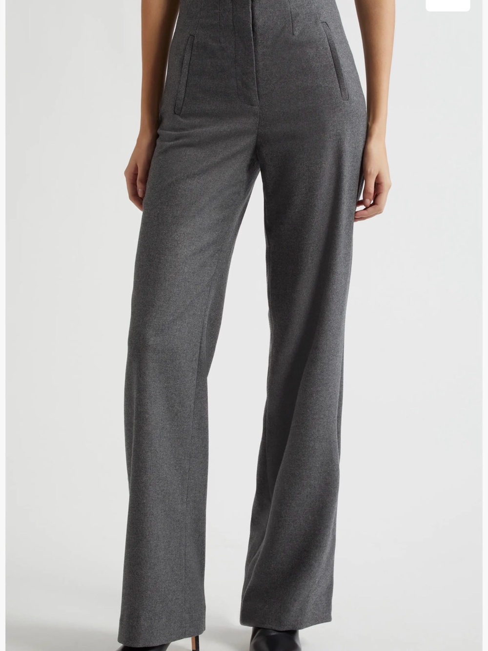 Veronica Beard Gray High-Rise Wide-Leg Trousers